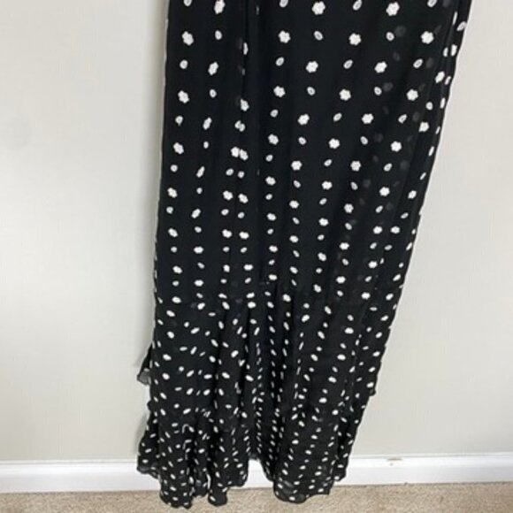Hutch Georgia Maxi Dress Ruffles Wrap Floral Polka Dots Layered Cocktail Black - Picture 5 of 12